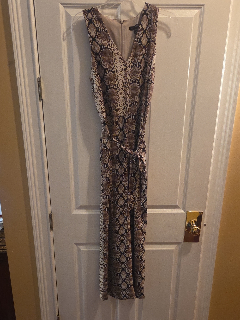 Banana Republic Sleeveless Snake-Print Jumpsuit in Beige and Brown - 8 Tall